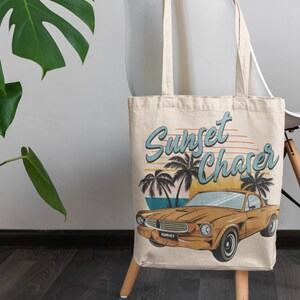 Sunset Chaser PNG, Retro Sublimation Design Download, Muscle Car, Summer, Beach, Palm Tree, T Shirt Design, PNG, DTF Transfers, Screen Print image 4