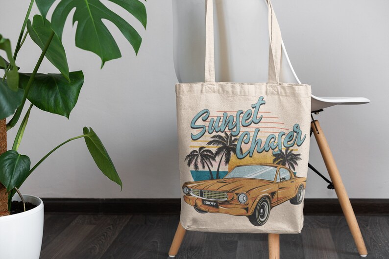 Sunset Chaser PNG, Retro Sublimation Design Download, Muscle Car, Summer, Beach, Palm Tree, T Shirt Design, PNG, DTF Transfers, Screen Print image 4
