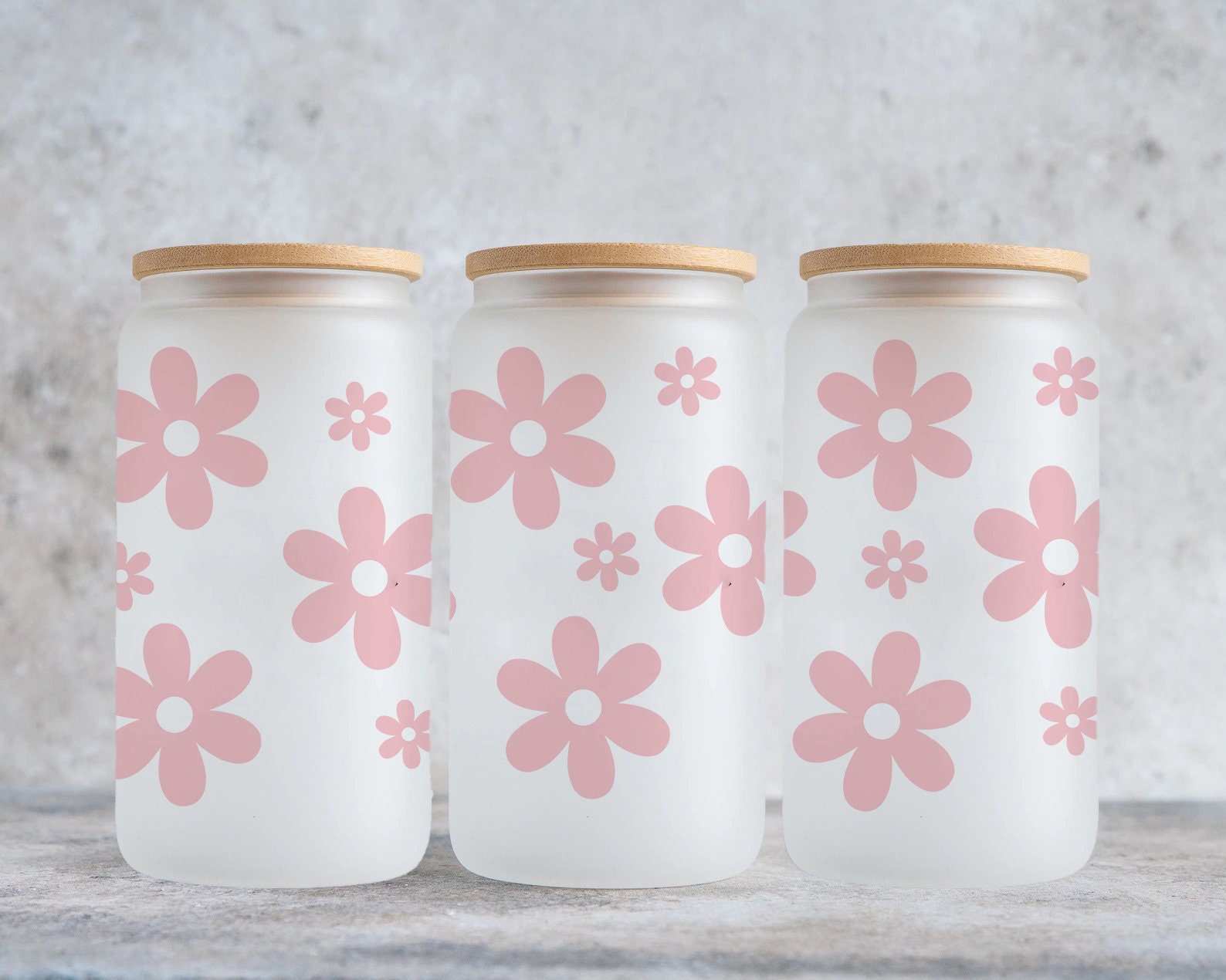Retro Flower SVG for Libbey 16oz Can Glass, Groovy Glass Wrap Svg, Cut ...