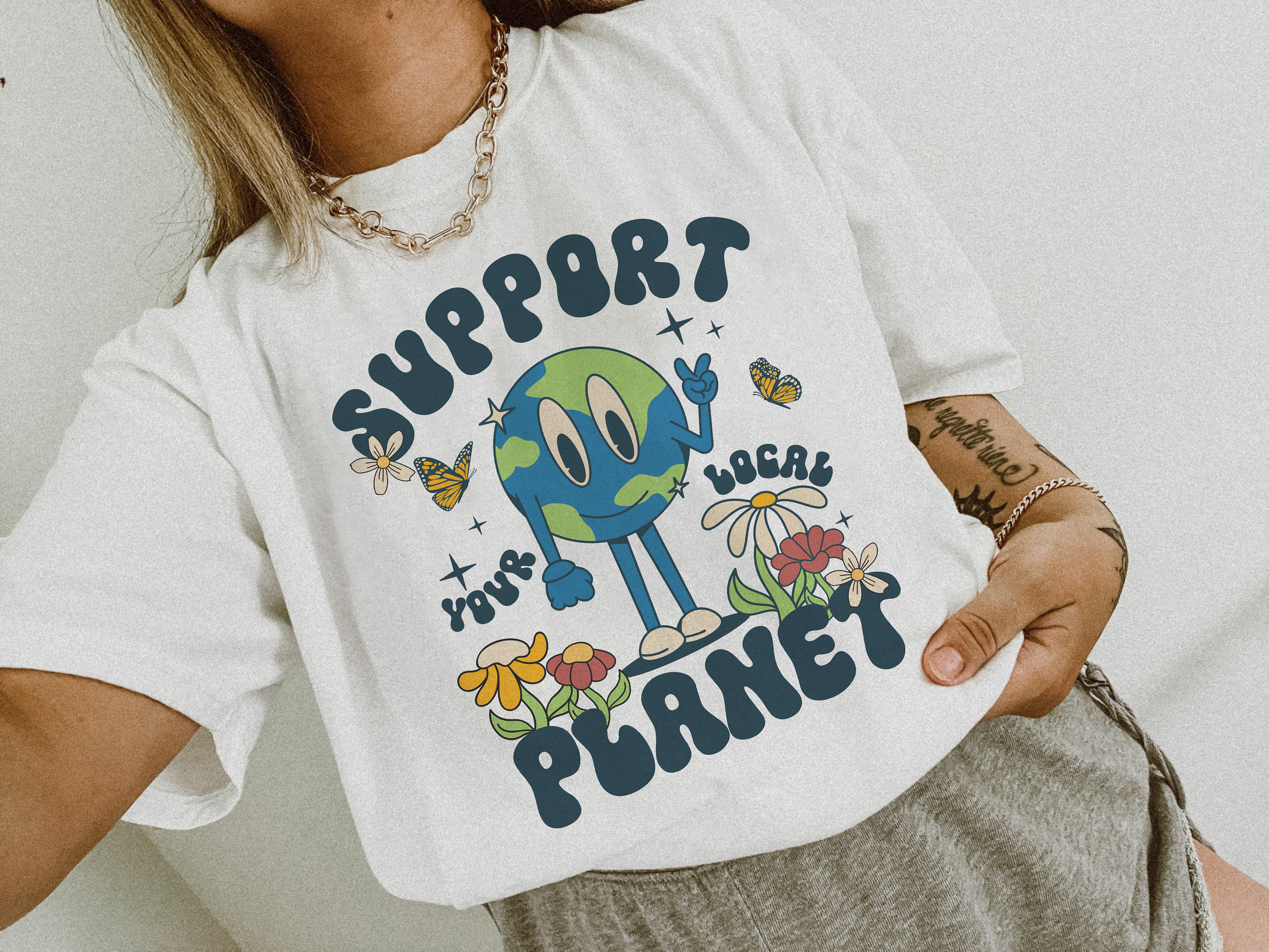 Support Your Local Planet Png, Retro PNG- Earth Day PNG Sublimation ...
