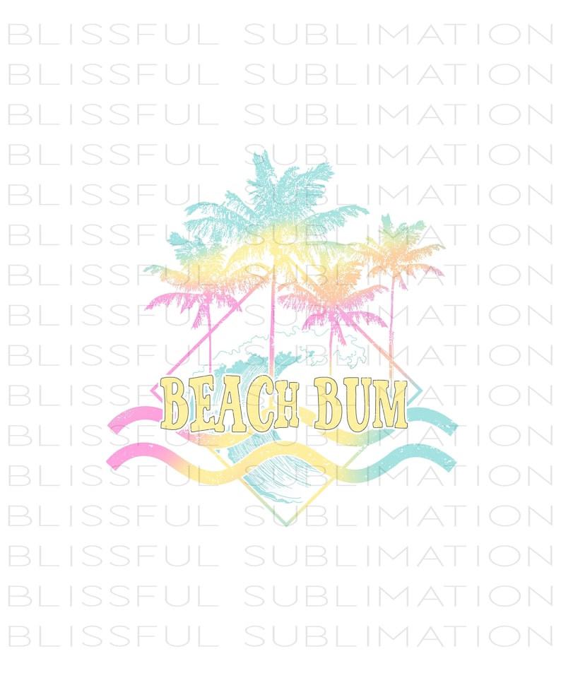 Beach Bum PNG - Playa png - Sublimación de playa - Retro png - Verano png - Diseño de camisa - Vintage Look - Sublimación Diseño Descargar imagen 1