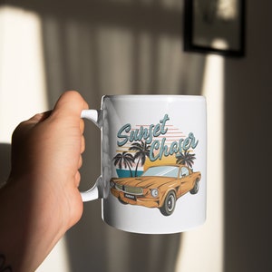 Sunset Chaser PNG, Retro Sublimation Design Download, Muscle Car, Summer, Beach, Palm Tree, T Shirt Design, PNG, DTF Transfers, Screen Print image 5