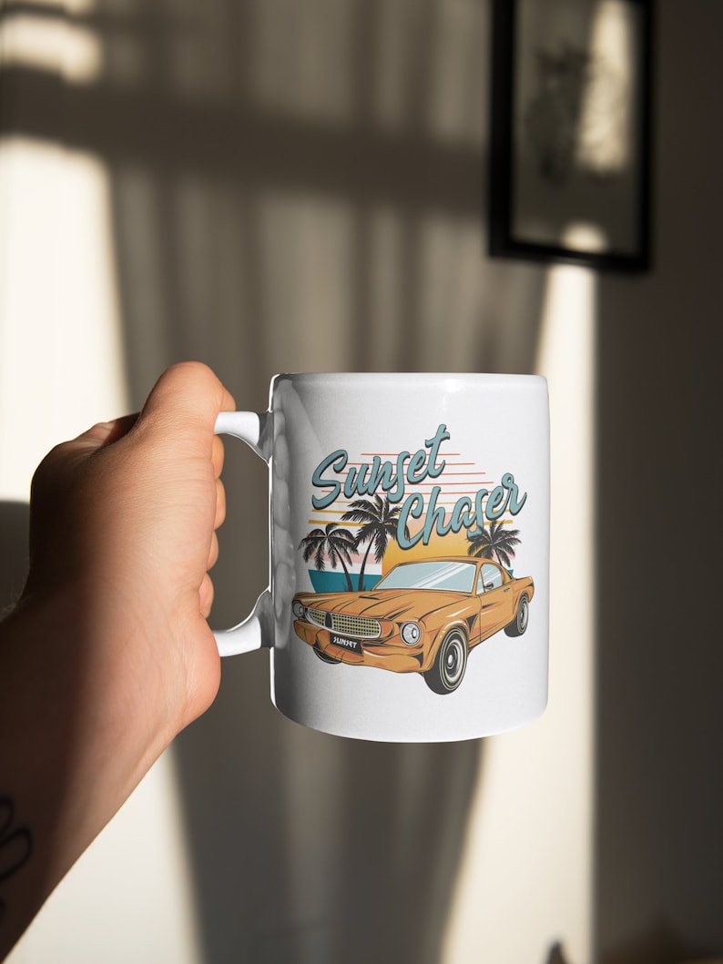 Sunset Chaser PNG, Retro Sublimation Design Download, Muscle Car, Summer, Beach, Palm Tree, T Shirt Design, PNG, DTF Transfers, Screen Print image 5