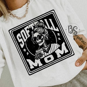 Softball Mom Png, Trendy Softball Sublimation, Trendy Softball Shirt Design, Skeleton Softball Design, Softball Game Day Shirt Png, image 5