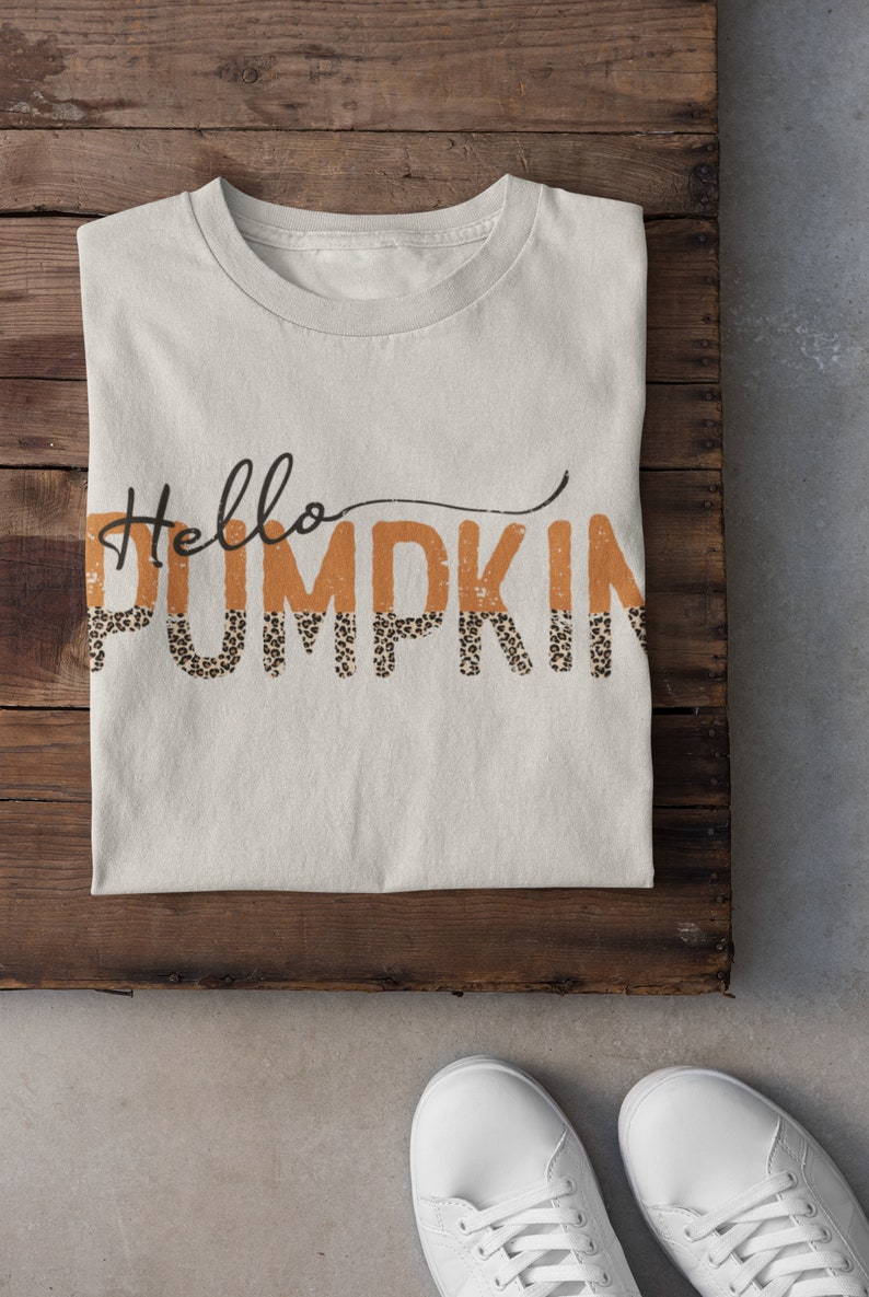 Hello Pumpkin PNG File for DTG Printing, Fall Sublimation Designs Downloads, T-Shirt Design, Clipart, PNG, Hello Pumpkin, Fall, Leopard image 5