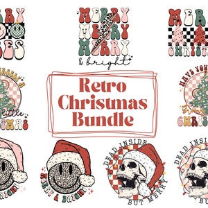Retro Christmas PNG Bundle, Christmas Shirt Sublimation Designs, Christmas Sublimation Designs for Shirts, Merry Christmas Png