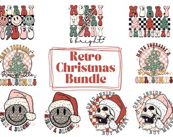 Retro Christmas PNG Bundle, Christmas Shirt Sublimation Designs, Christmas Sublimation Designs for Shirts, Merry Christmas Png