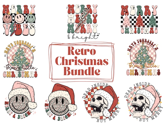 Retro Christmas PNG Bundle, Christmas Shirt Sublimation Designs, Christmas Sublimation Designs for Shirts, Merry Christmas Png
