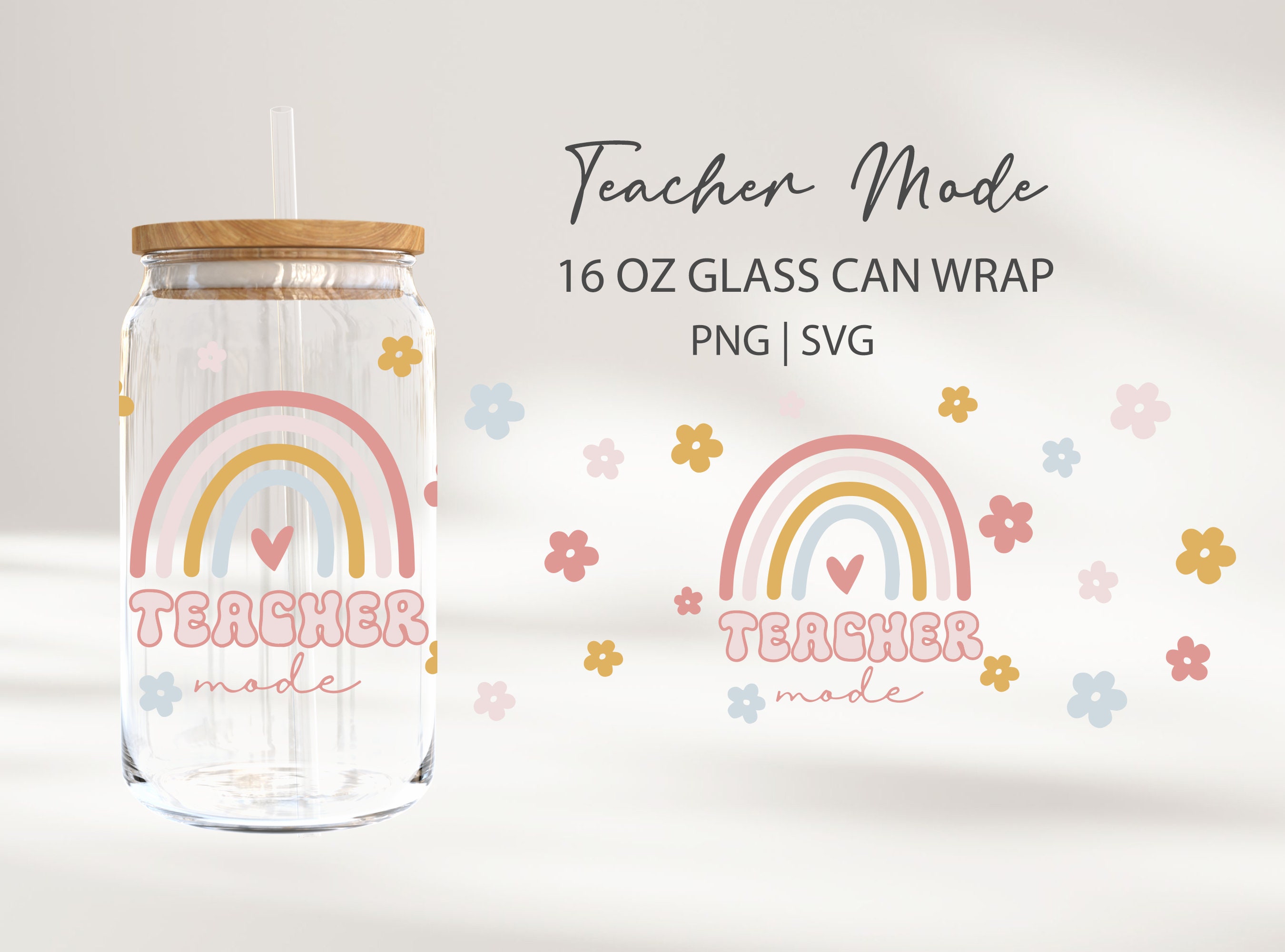 Teacher Libbey Glass Wrap 16 Oz Iced Coffee Beer Can Glass Teacher Mode ...