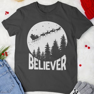 Christmas PNG File for DTG Printing, Christmas Sublimations Designs Downloads, T-Shirt Design, Clipart, PNG, Believer, Santa, Reindeer image 2