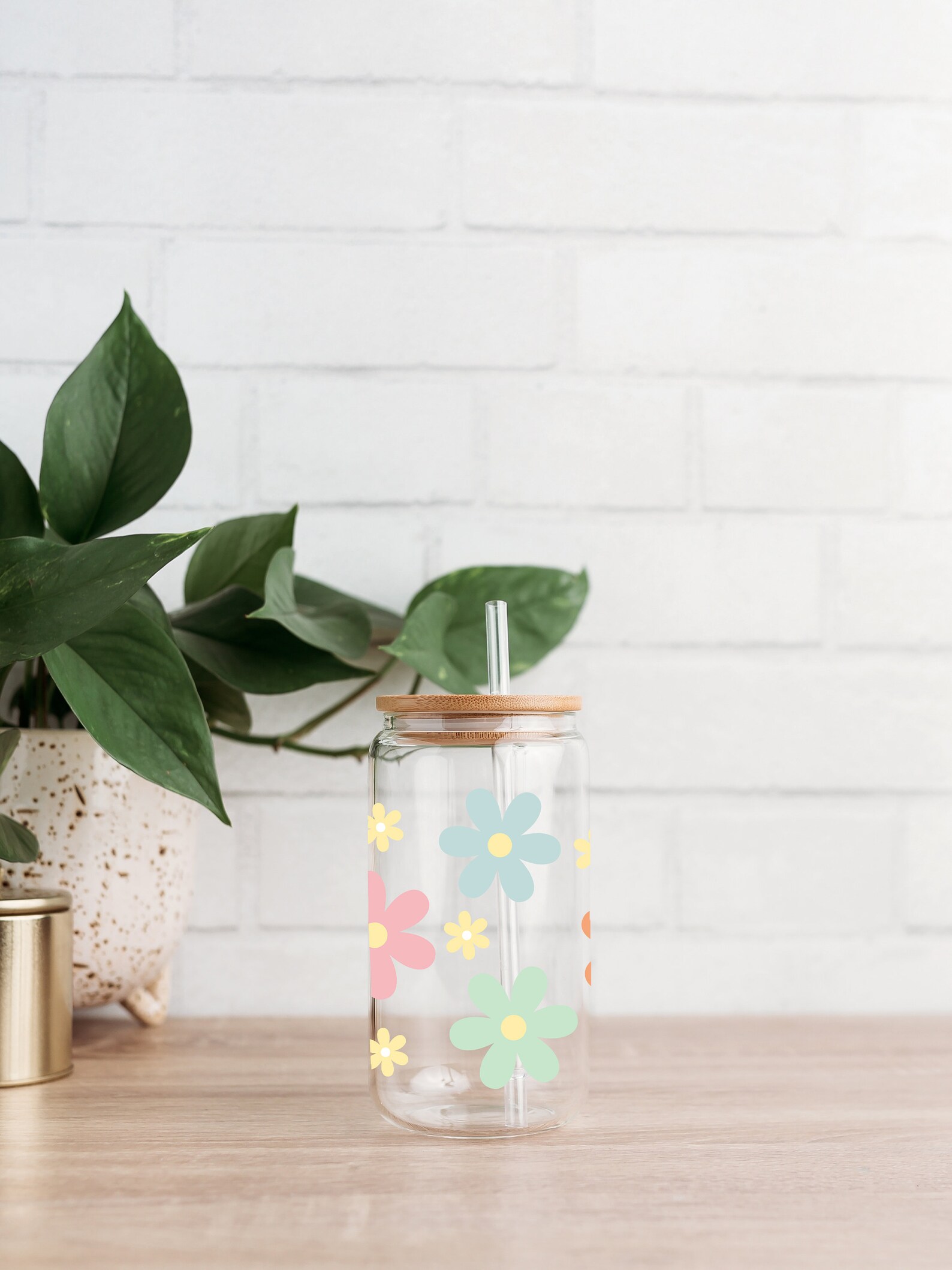 Retro Flower SVG for Libbey 16oz Can Glass, Groovy Glass Wrap Svg, Cut ...