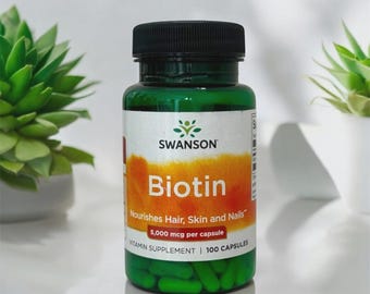 Biotin 5000 mcg, Hair Skin Nails, 100 Capsules