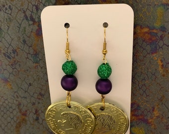 Golden Lily Mardi Gras Crown Earrings