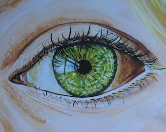 Green eye, limited edition print from original acrylic painting