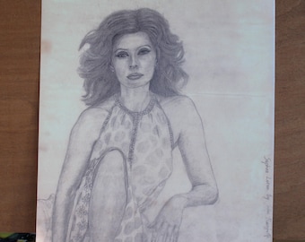 Sophia Loren , pencil drawing -limited edition edition print
