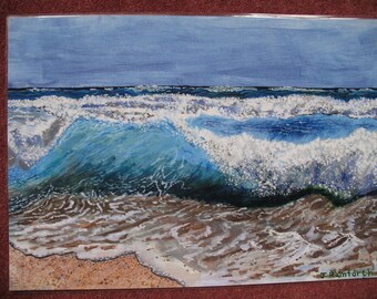 blue wave limited edition print from acrylic painting