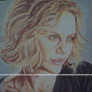 Charlize theron impressão de alta qualidade de pintura acrílica