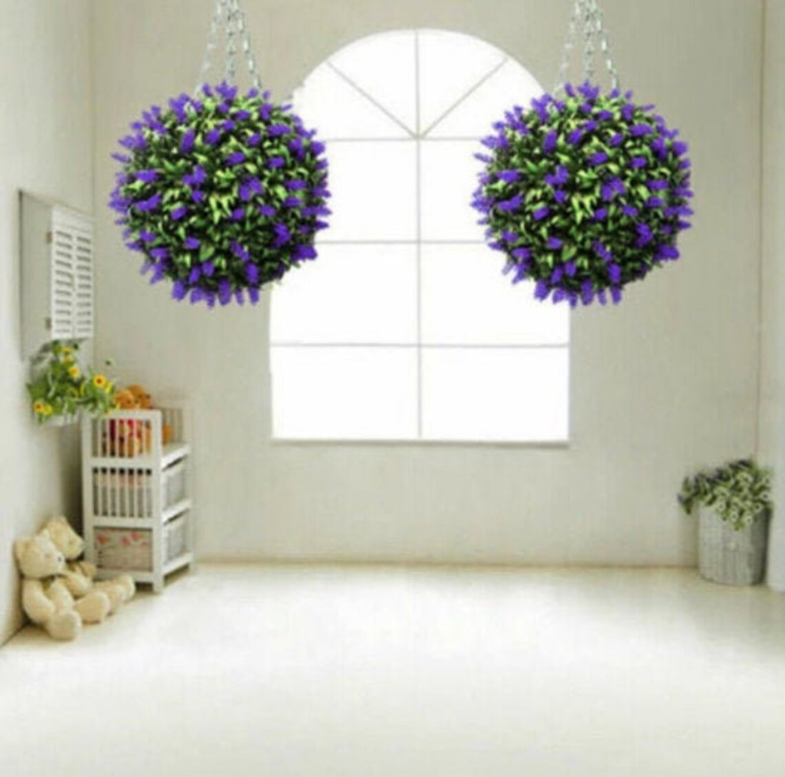Artificial Purple Lavender Hanging Topiary Ball Flower Plant Etsy