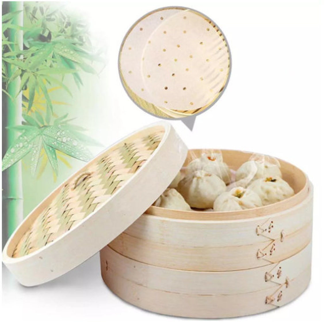 10/15/20cm Dumplings Bamboo Steamer Cooker con Lid Dimsum Etsy