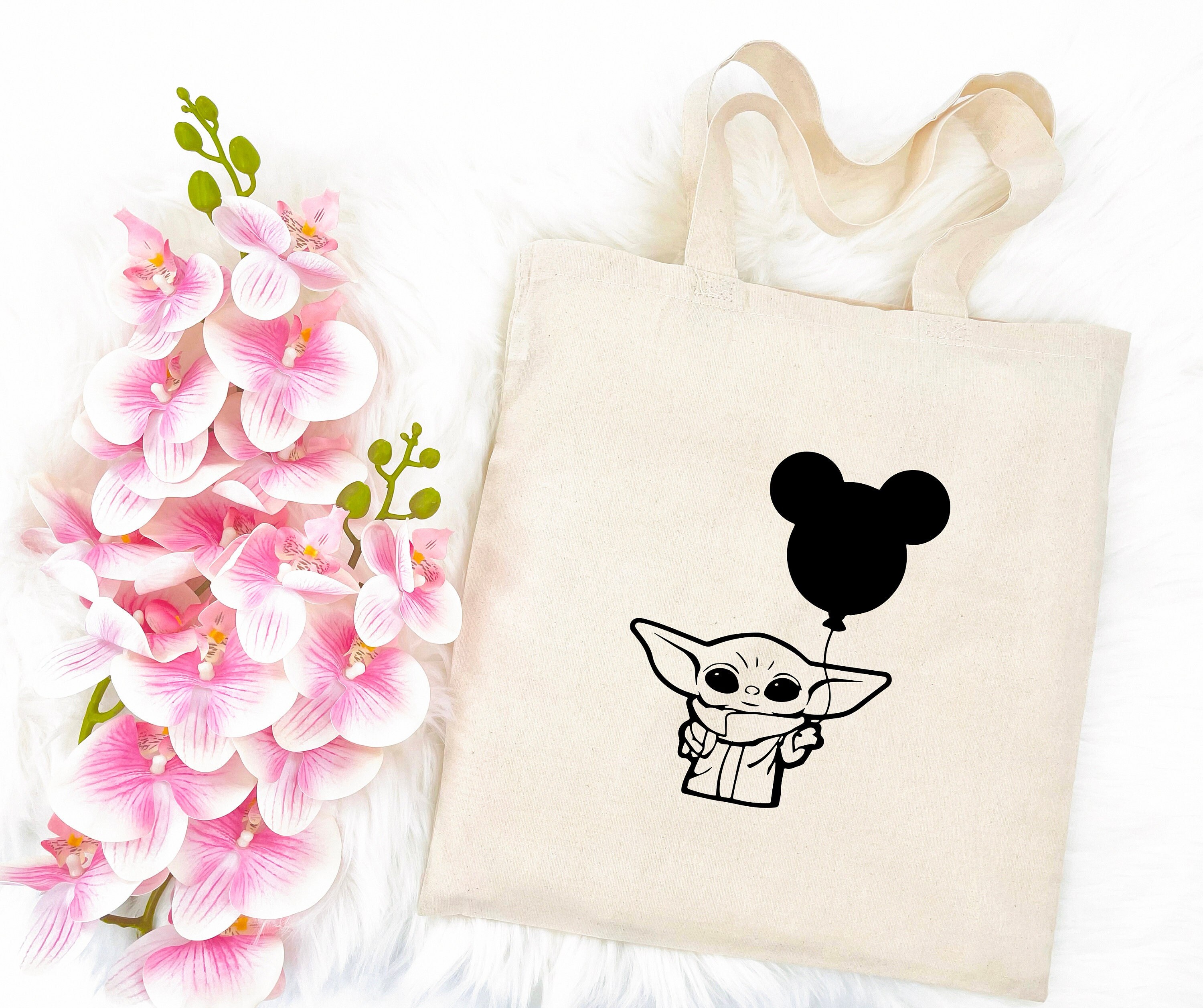 Baby Yoda Balloon Tote Bag, Disney Tote Bag, Tote Bag Aesthetic, Canvas
