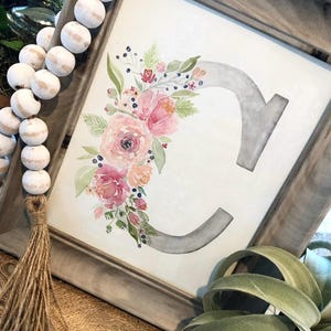 Monograma de acuarela personalizado, monograma de bebé, monograma pintado, letra de acuarela personalizada, monograma de boda, monograma floral, regalo de boda