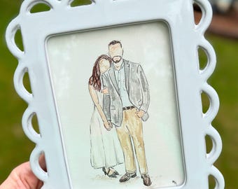 Retrato familiar en acuarela sin rostro