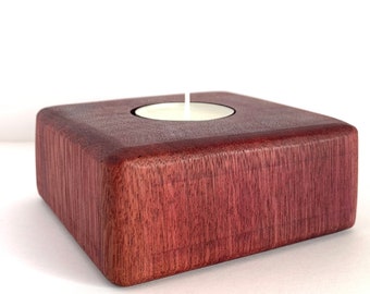 Tea light Purpleheart wooden solid candleholder