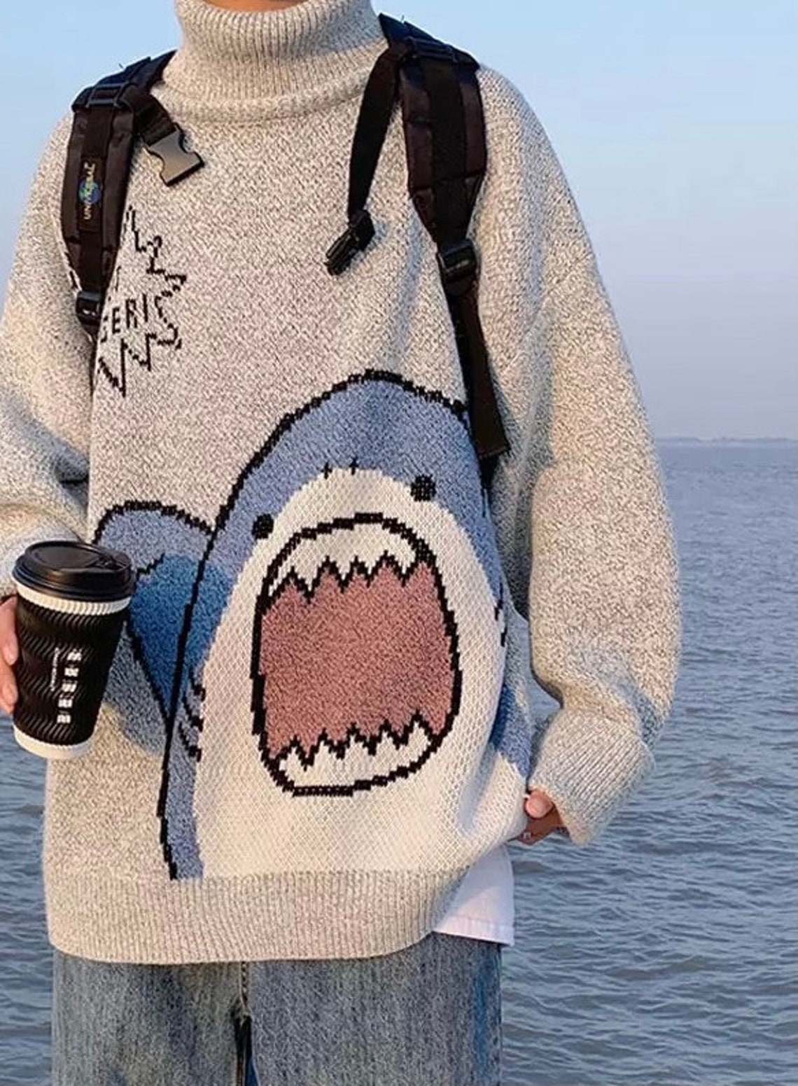 shark mouth sweater