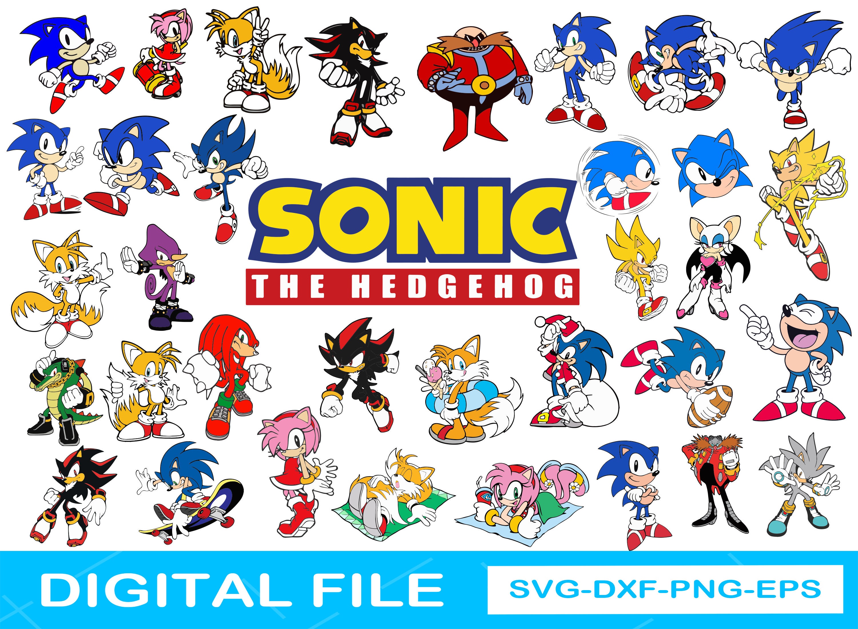 Sonic Bundle Svg Sonic The Hedgehog Svg Sonic Characters Svg Cartoon ...