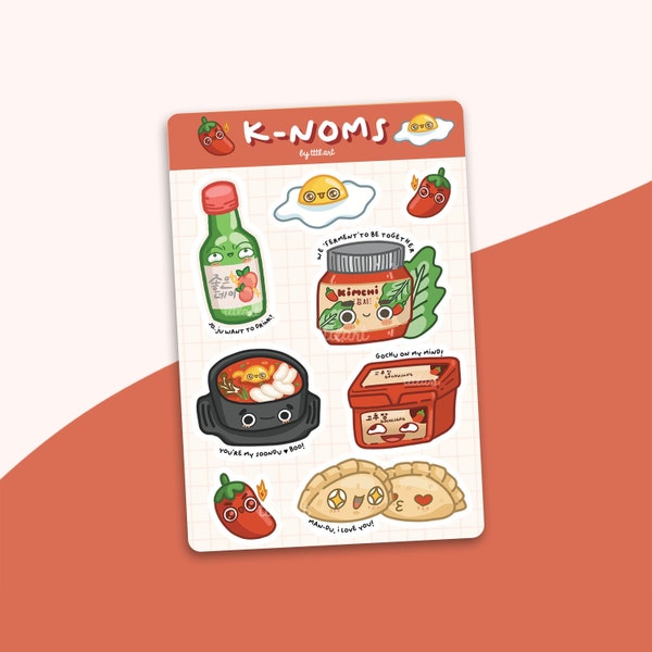 Asian Food Sticker Pun Sticker Sheet Korean | Bullet Journal Sticker stationery crafts art Vinyl Sticker