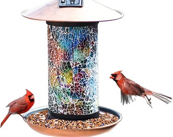 MSUIINT Solar Bird Feeder Bird Feeder Hanging Holder Tray Solar Lamp for Outdoor Yard Garden Backyard Decor Hanging Bird Feeder Solar Ladybug Shaped Bird Tray Solar Feeder Bowl