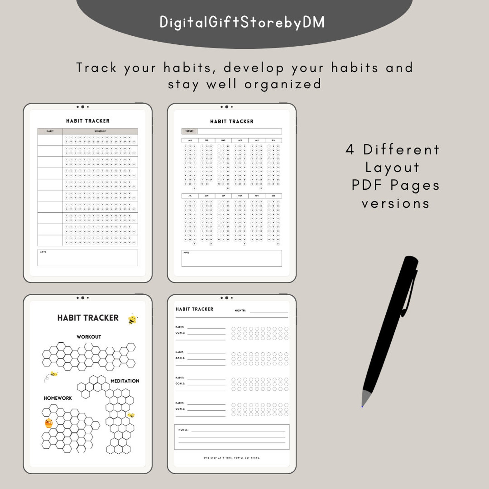 Habit Tracker Printable 2023 Habit Tracker Digital Yearly Etsy