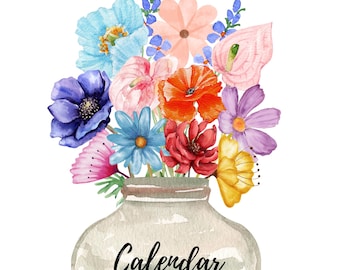 Blumen Tischkalender, Blumenkalender, Kalender png, Desktop Kalender, Kalender 2026, Kalender 2026, Mini Tischkalender