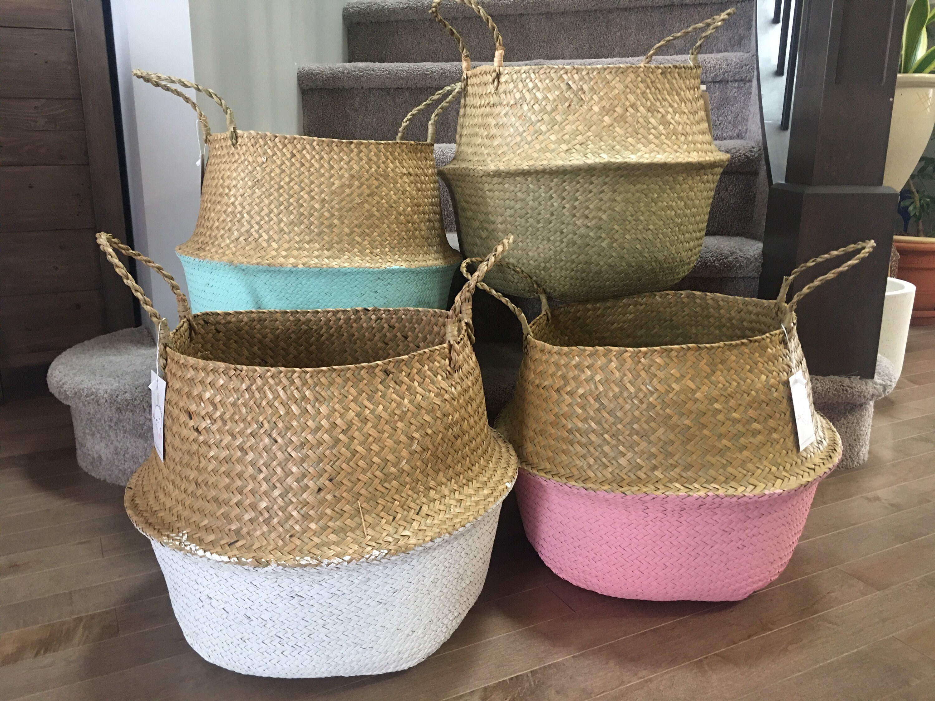 Handwoven Seagrass Basket Woven Belly Seagrass Basket Home Storage ...