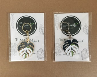 Monstera Albo Keychain - Elegant Silver & Gold Designs for Plant Lovers - Unique Plant Gift Accessories