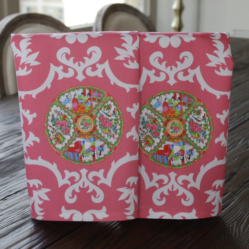 Set of 2 Rose Medallion Patterned Tea Towels