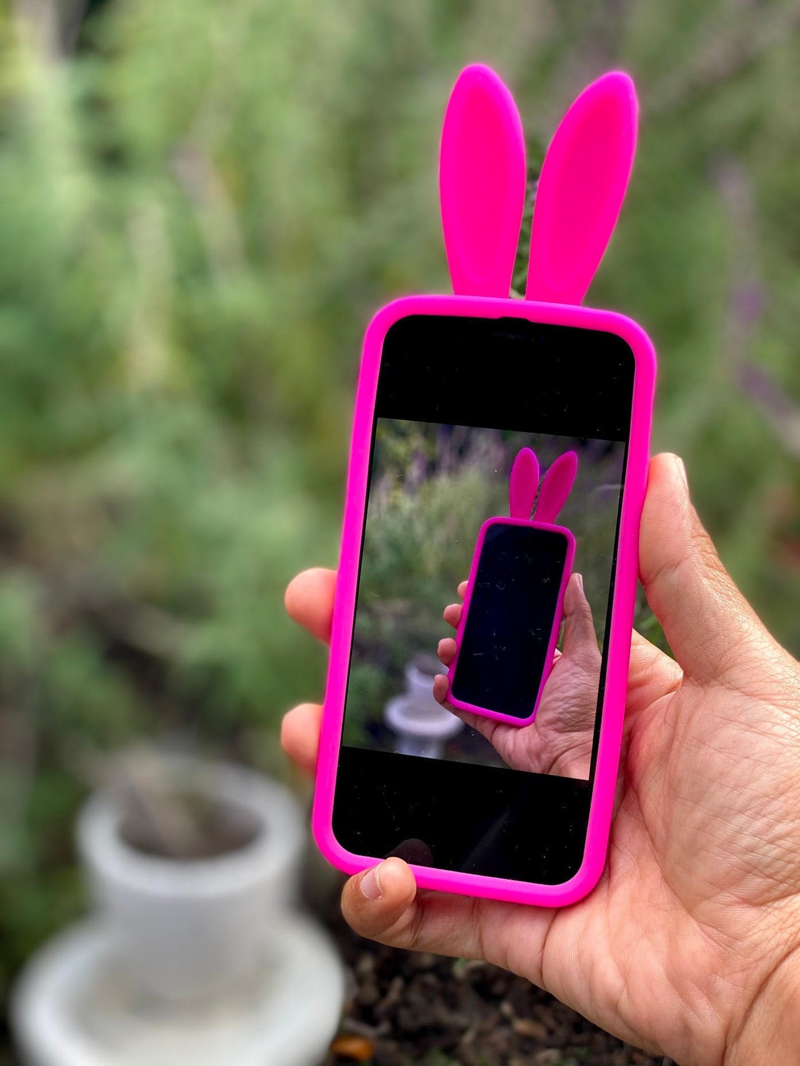 Iphone 12 Mini Rabbit Bunny Ears Phone Case Silicone Pink Etsy