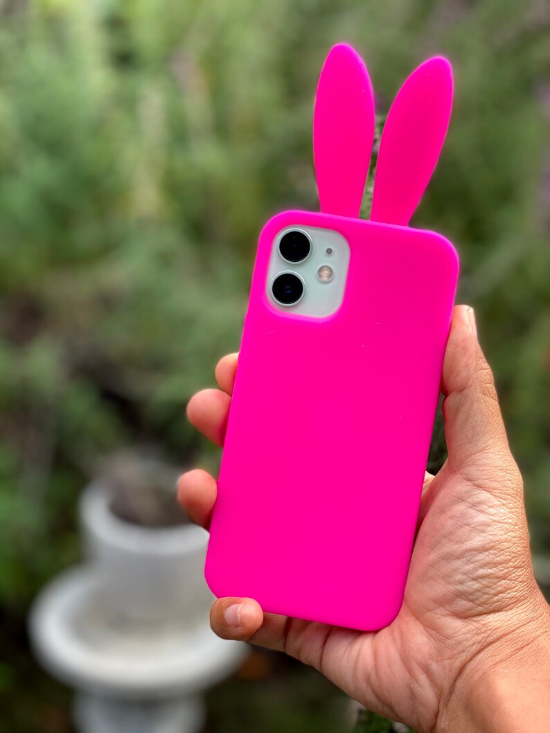 Blue Silicone iPhone 12 Mini Rabbit Bunny Ears Phone Case