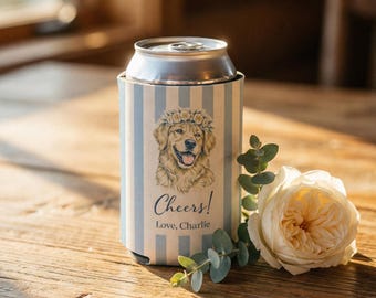 Custom Pet Can Coozie | Personalized Dog Portrait | Wedding Favor Neoprene Gift