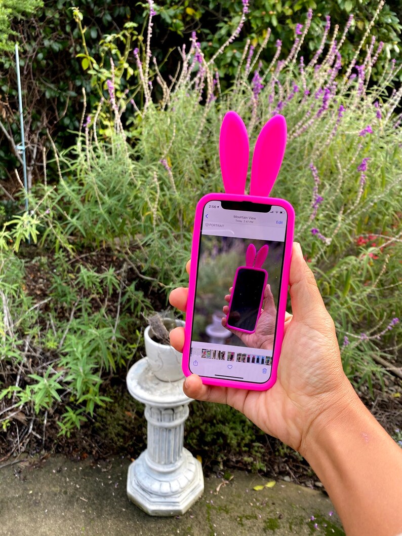 Blue Silicone iPhone 12 Mini Rabbit Bunny Ears Phone Case
