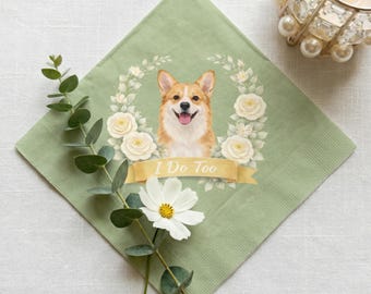 Custom Pet Cocktail Napkins | Personalized Dog Portrait | Wedding Bar Favor