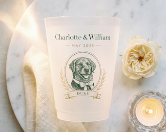 Custom Pet Frosted Cups | Personalized Dog Portrait | Wedding Bar Keepsake