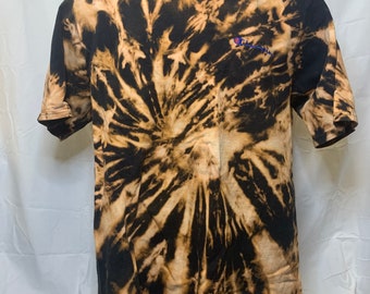 Embroidered Champion Script Bleach Tie Dyed T-Shirt