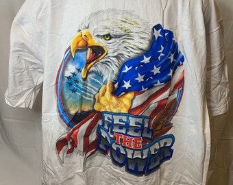 Vintage Bald Eagle USA “Feel the Power...The Power of Freedom” Double-Sided Graphic T-Shirt