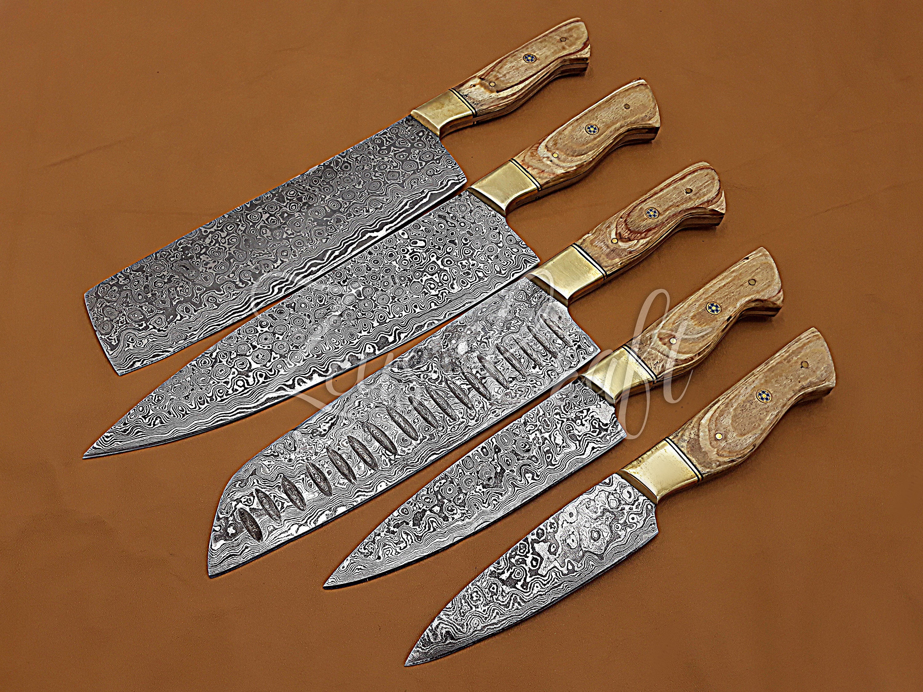 Handmade Damascus Chef Knife Set Of 5 PCS Kitchen knife Etsy