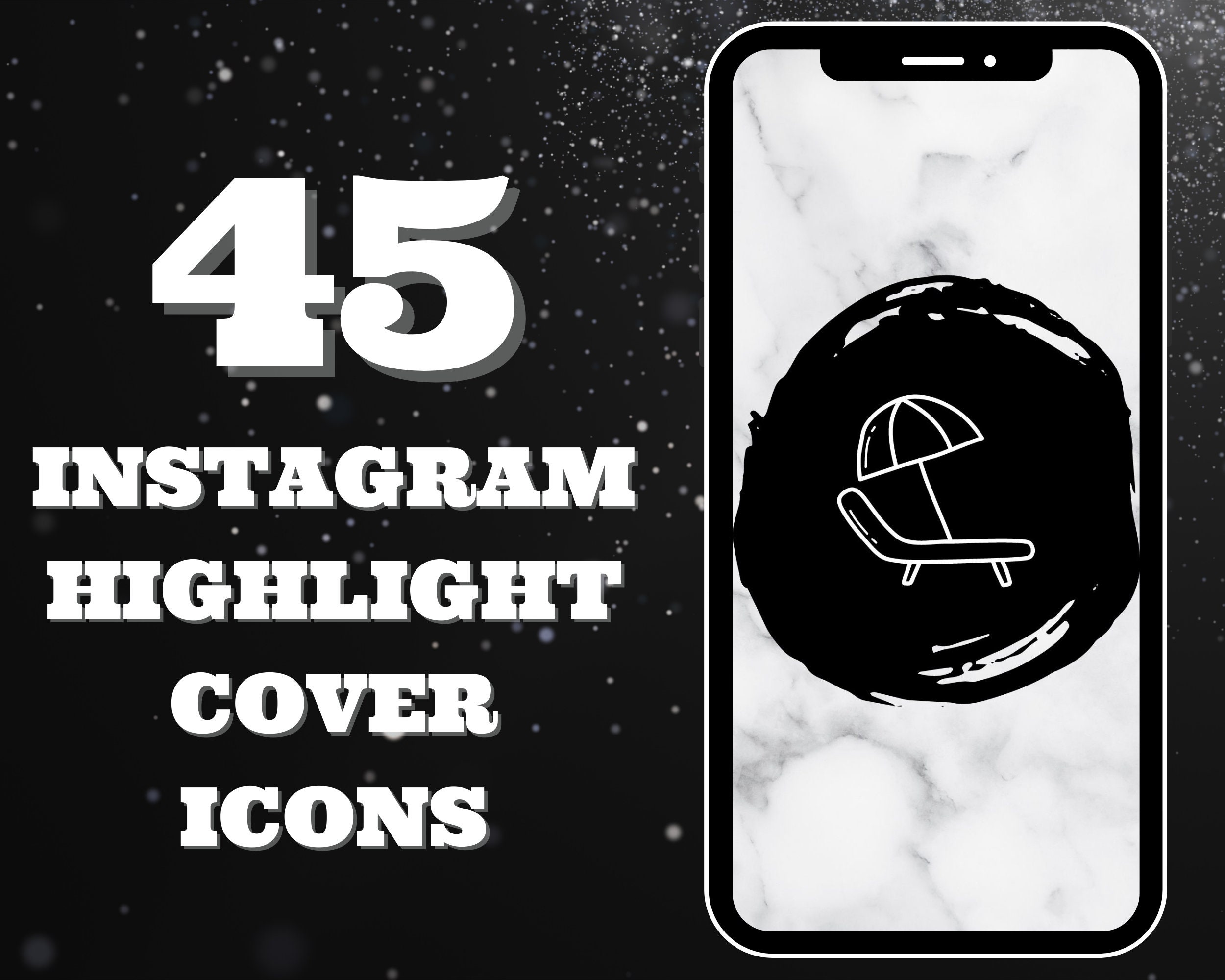 White Marble Instagram Highlight Cover Icons 45 White/black - Etsy