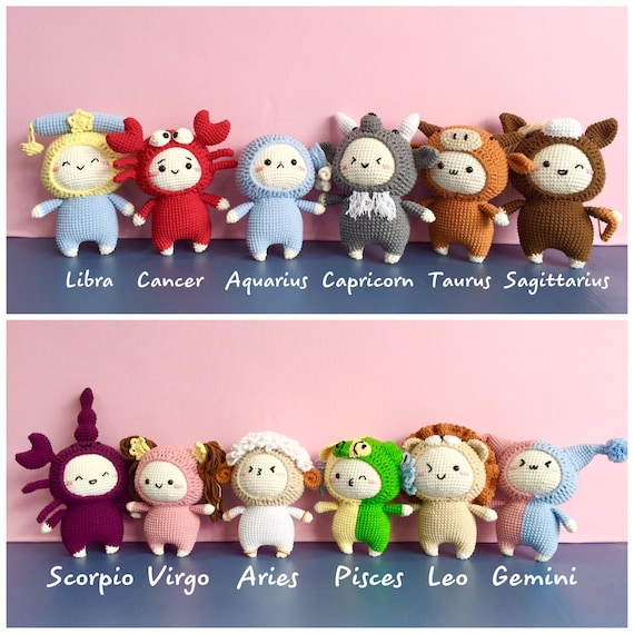 12 Zodiac Signs Crochet Doll Finished Products Handmade Etsy