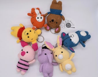 Disney animal, Winnie the Pooh crochet keychain, chain for backpack, handbag, car hanging, 100% handmade, Disney cartoon