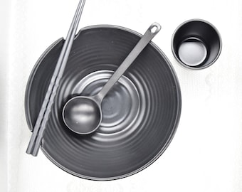 2 Sets of Ramen Bowl/ Melamine bowl sets , 8 pcs, 37oz Soup Bowls with Chopsticks, Spoons and Cups Set