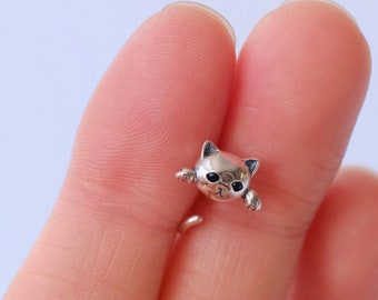 cat silver earrings